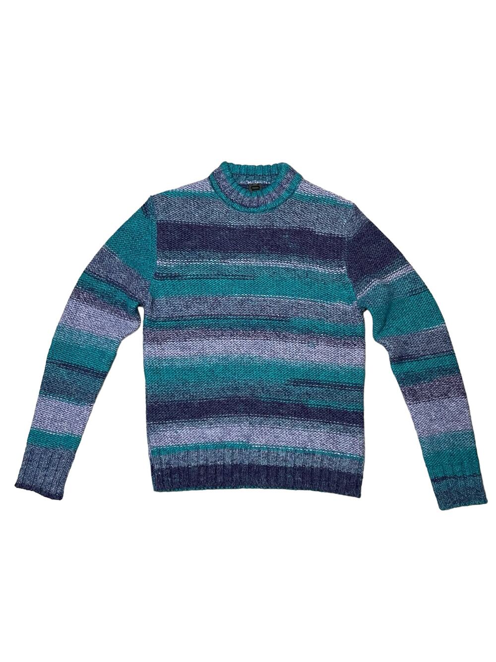 8 by Yoox Marled Knit Sweate Jacquard Striped Melange Blue Purple Italy Small